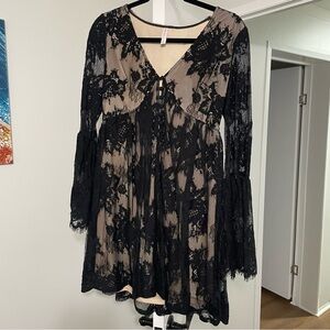 Long Sleeve Dress Black Lace Size M lightly worn